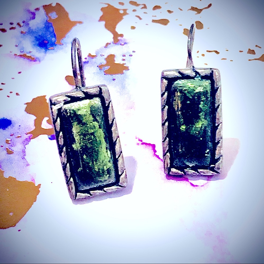 Vintage silver & sage earrings